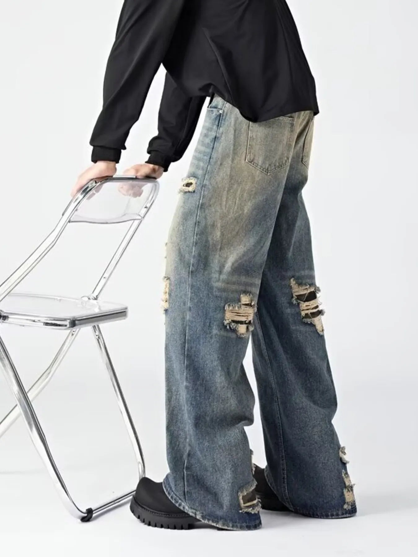 478 nan – Men's wide leg jeans streetwear fit