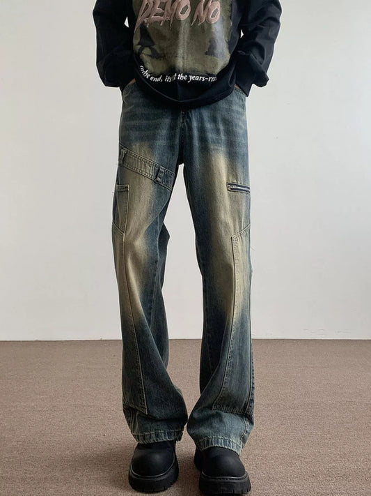 1302 Men's Vintage Wash Flare Jeans – men's flare jeans (Y2K) (front view)