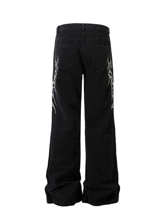 1265 Men's Printed Wide Leg Jeans – men's graphic jeans (front view)