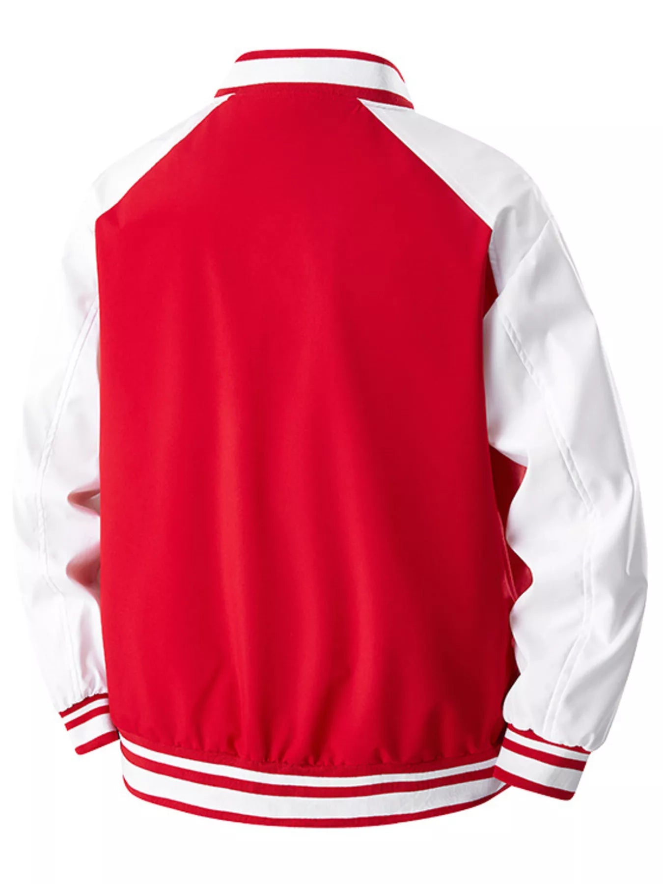 Sporty Long Sleeve Varsity Jacket – Black – back model view