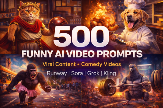 500 Funny AI Video Prompts for Viral Content & Comedy Videos (Runway, Sora, Grok, Kling)