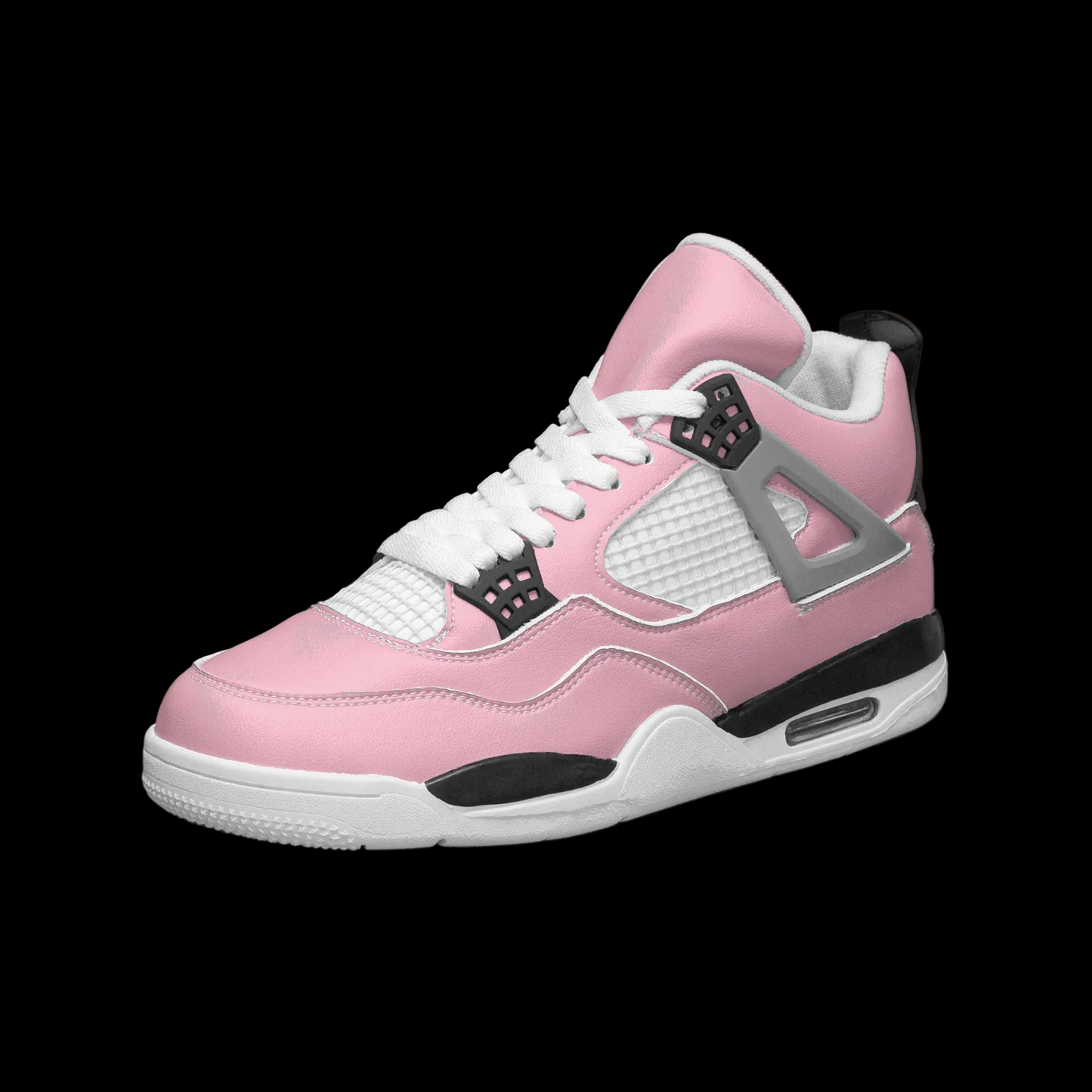 Fuerza Retro Air Cuatro High Top Sneakers - Iced Light Pink - Detail Close-Up