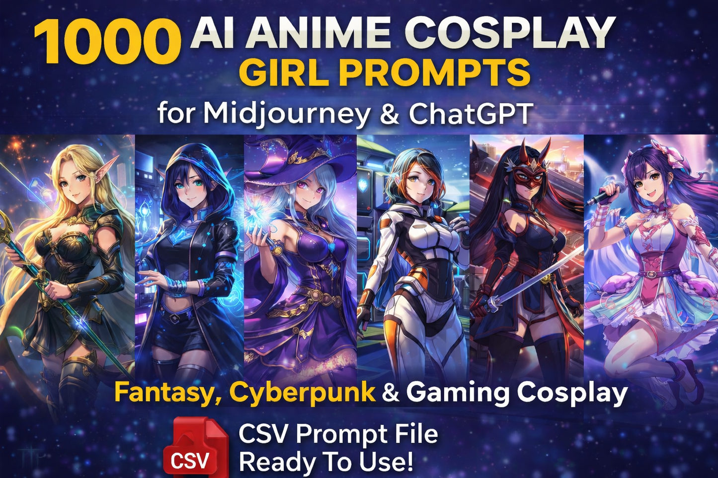 1000 AI Anime Cosplay Girl Prompts for Midjourney & ChatGPT | Ultimate Anime Cosplay Prompt - product image 3