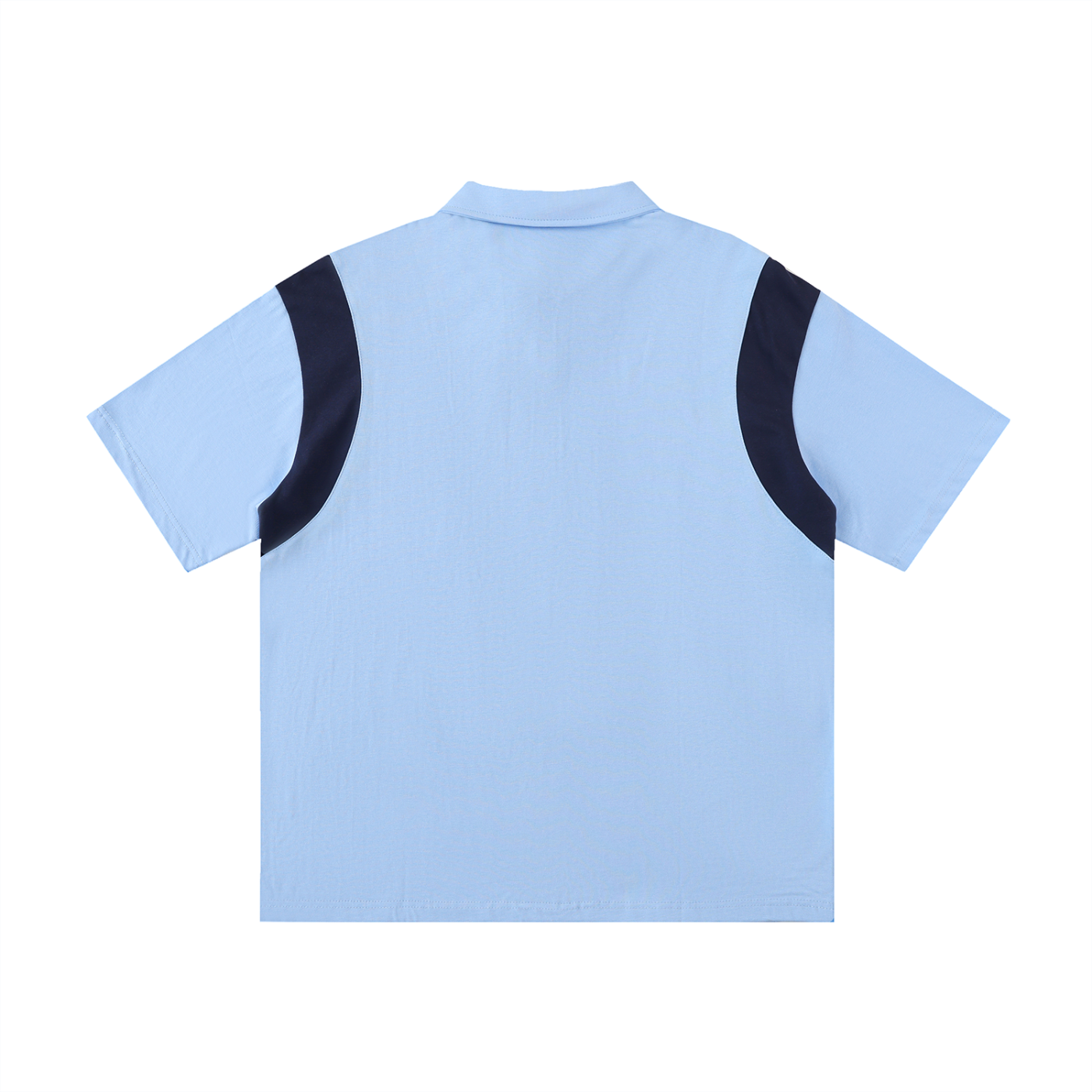 Casual Dressy Mens Polo Shirt - Light Blue with Navy Blue - back view