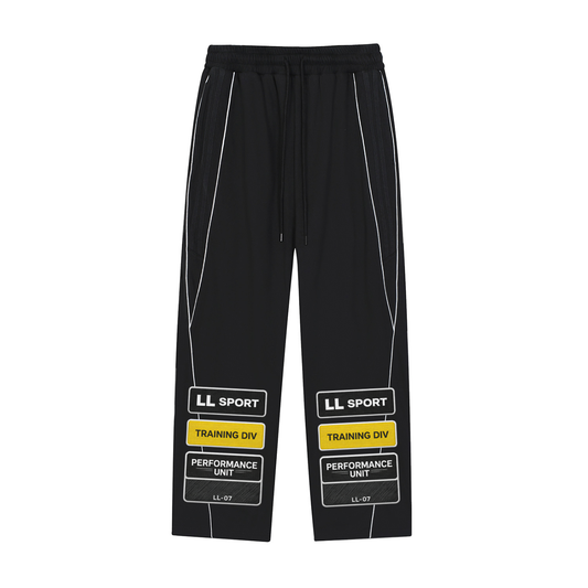 Black Reflective Graphic Straight-Leg Sweatpants – Performance Training Edition — back view