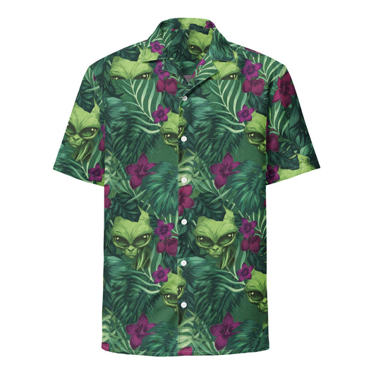 Cal’s Alien Floral Pattern Beach button shirt GTA VI Merch – Front View