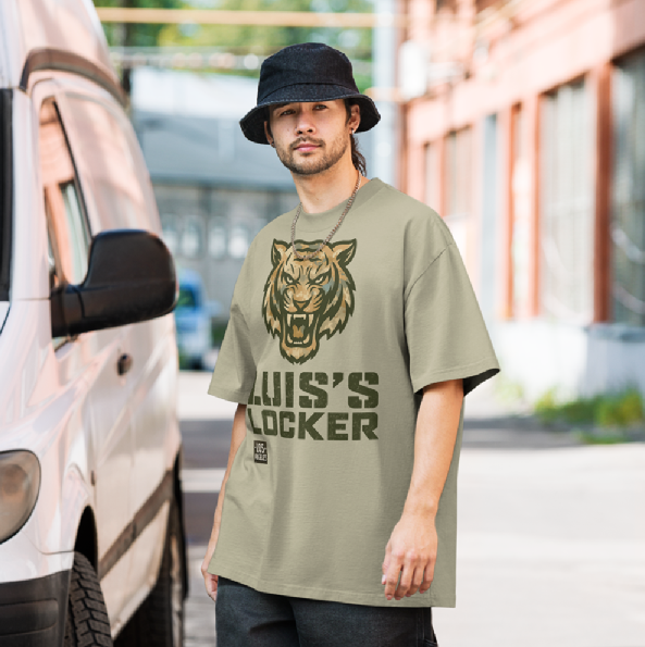 Oversized Military-Style Faded T-Shirt – Camo Tiger Graphic - Luis’s Locker