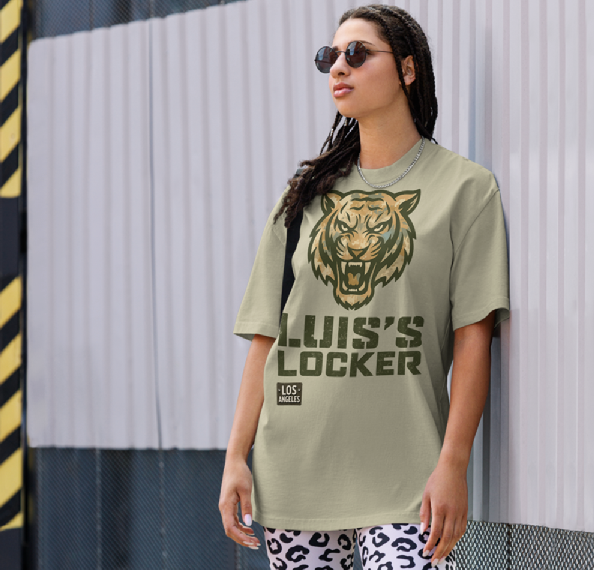 Oversized Military-Style Faded T-Shirt – Camo Tiger Graphic - Luis’s Locker