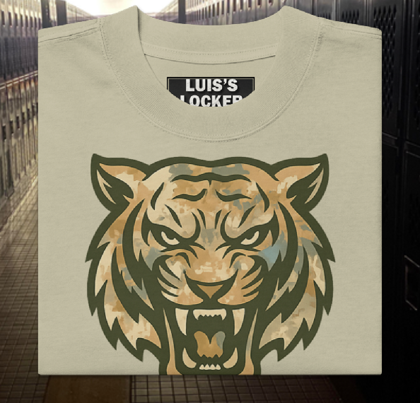 Oversized Military-Style Faded T-Shirt – Camo Tiger Graphic - Luis’s Locker