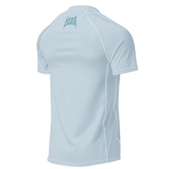 Vigilante Compression Shirt – Icy Blue w/ Teal Logo (Short Sleeve) - Luis’s Locker