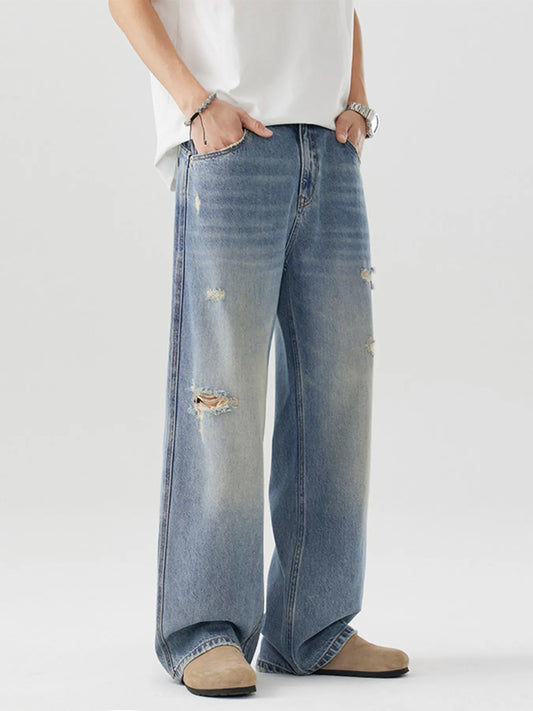 739 nan – Men's wide leg jeans streetwear fit