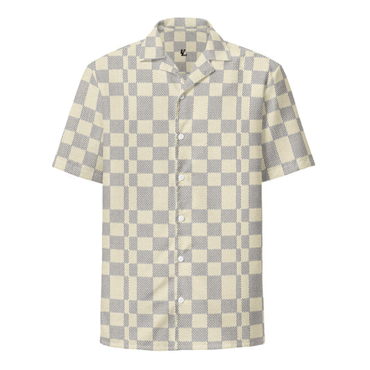 Soft Check Pattern Button Shirt – Cream Grid Edition