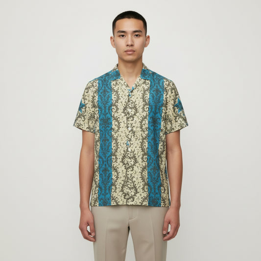 Barava West Button Shirt – Teal Frontier Pattern