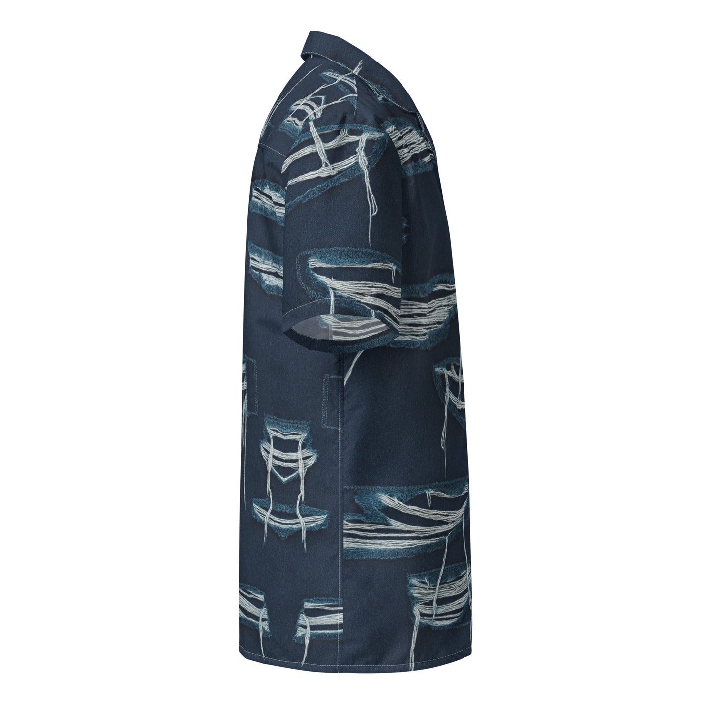 Distressed Boat Sketch Button Shirt – Midnight Harbor Edition