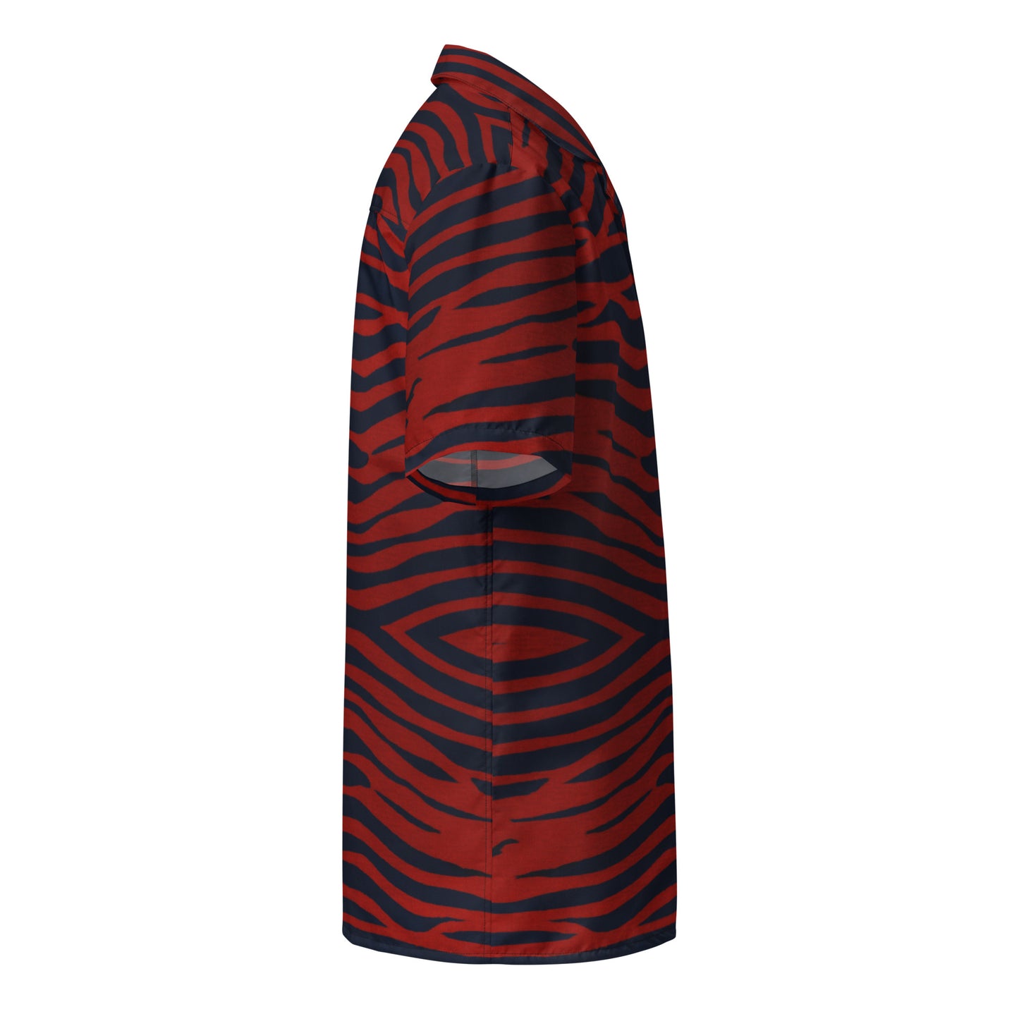 Red Wave Pattern Button Shirt – Midnight Stripe Edition