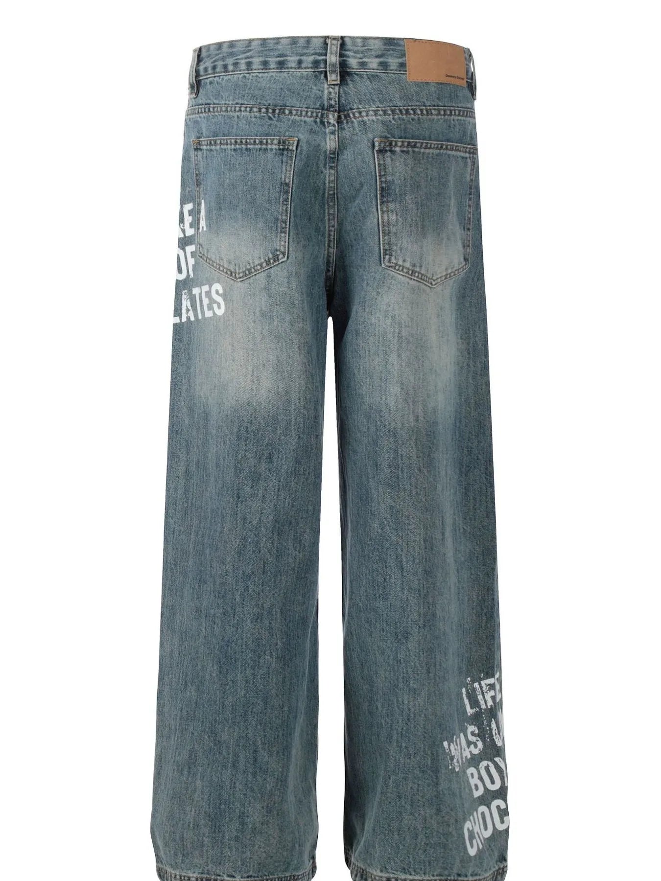1261 Men's Washed Wide Leg Jeans – men's graphic jeans (back view)