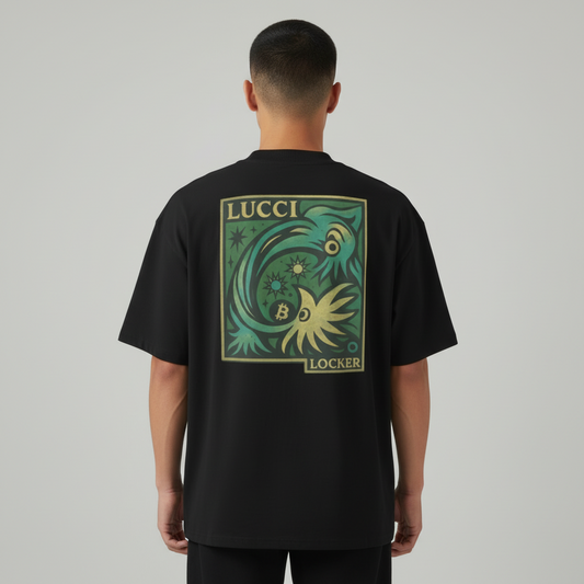 Lucci Oversized High-Neck Tee – Cosmic Crest Edition - Luis’s Locker
