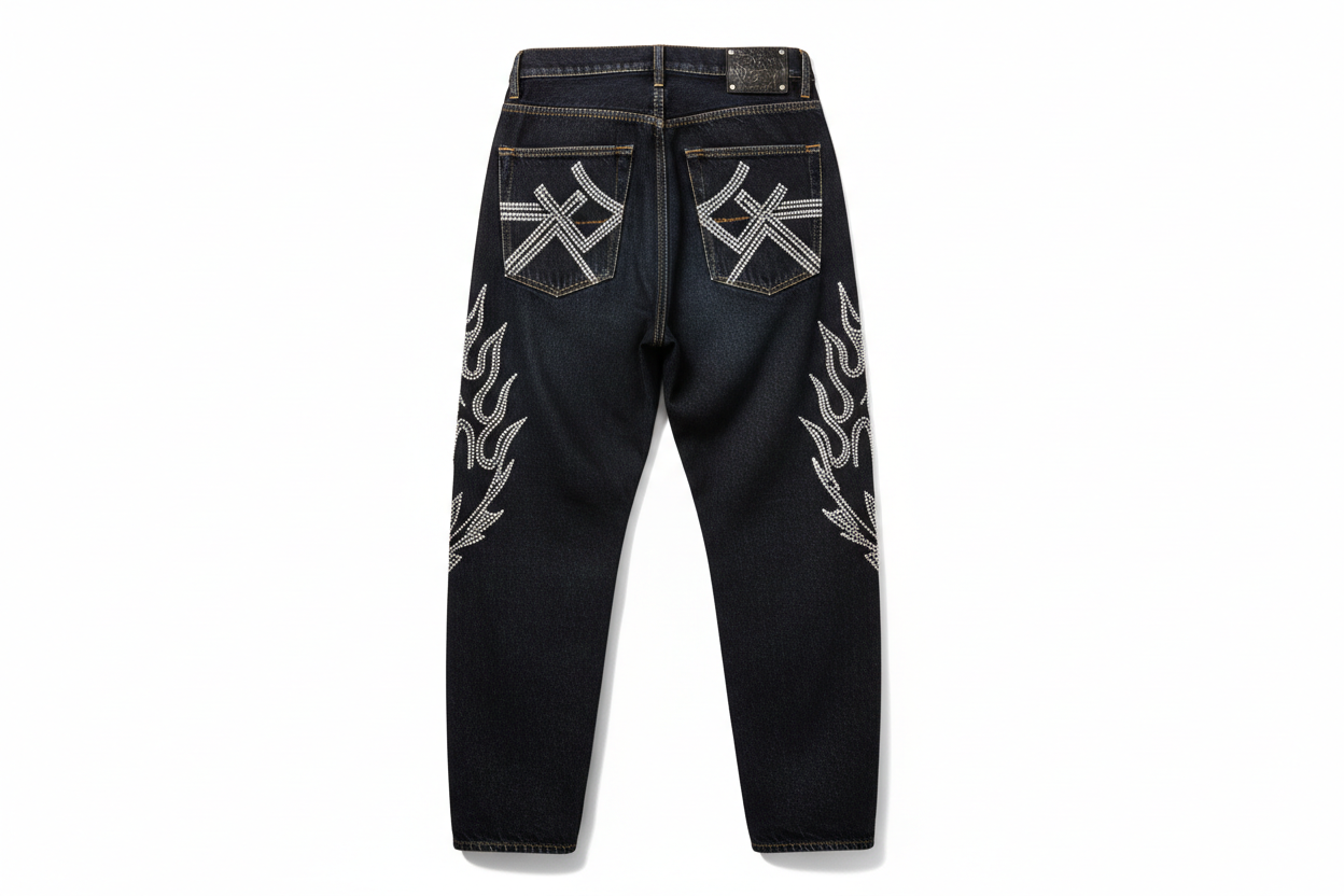 rhinestone denim jeans for men