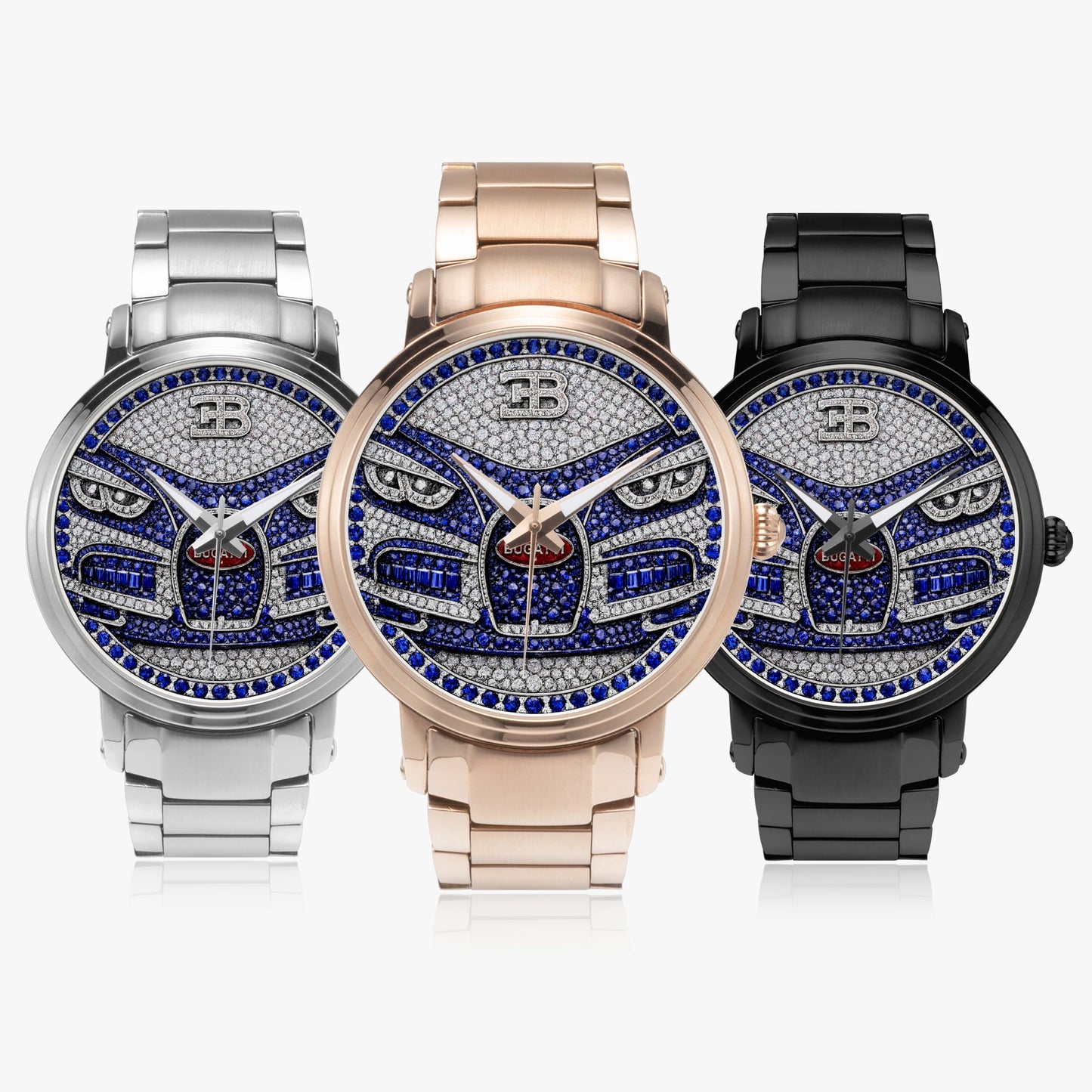 Jaycoh™ Bugati Chiron Turbilon Incrusted Diamonds 212. New Steel Strap Automatic Watch | Print-on-Demand Custom Watch - wrist shot | print on demand watch print custom watch