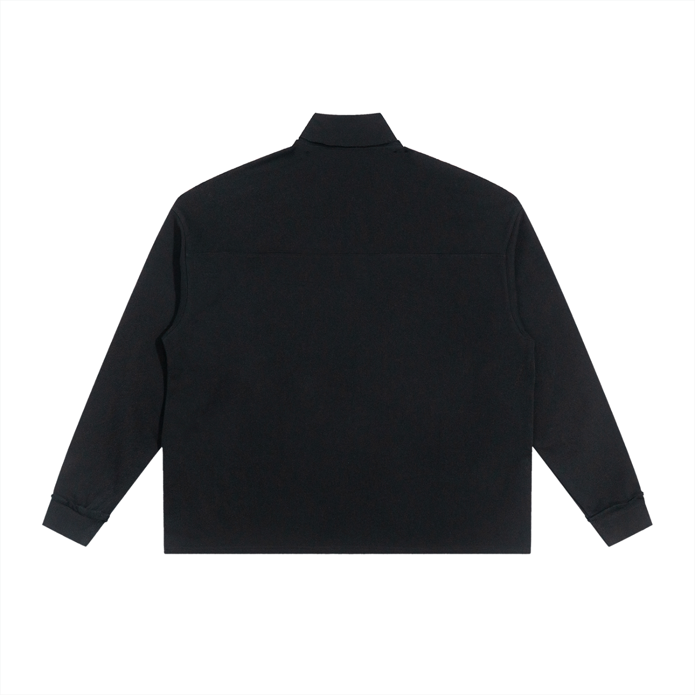 Casual Mens Half-Zip Rolled Edge Fleece Dressy Sweatshirt - Black - back view