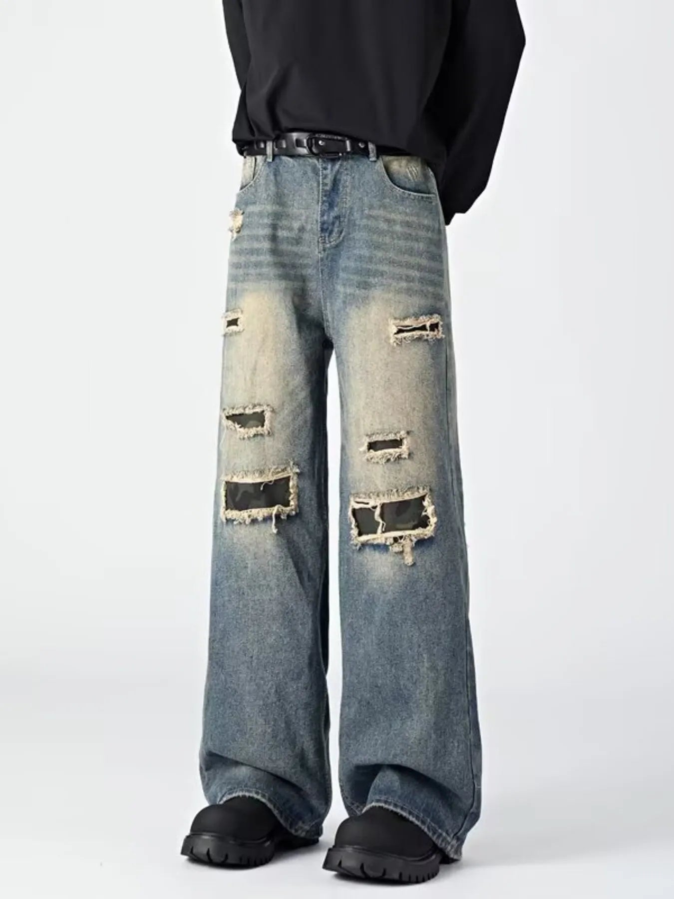 475 nan – Men's wide leg jeans streetwear fit