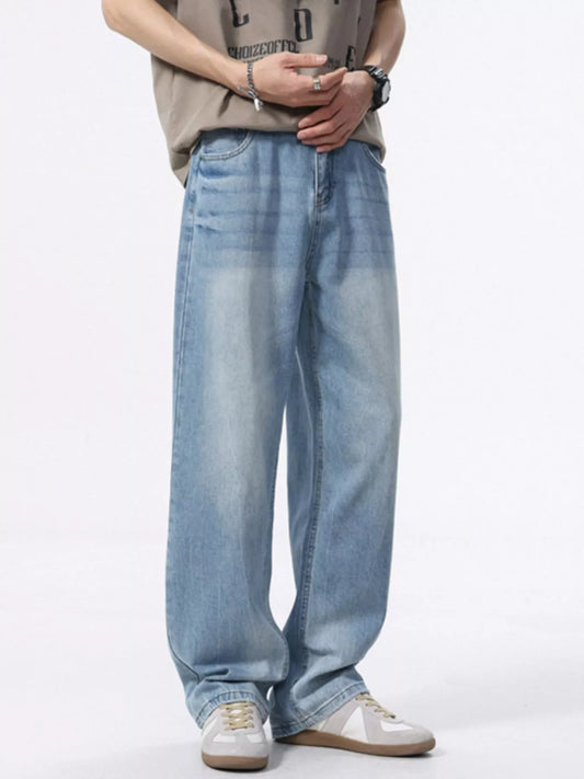 690 Men's Wash Wide Leg Jeans – Men's wide leg jeans streetwear fit