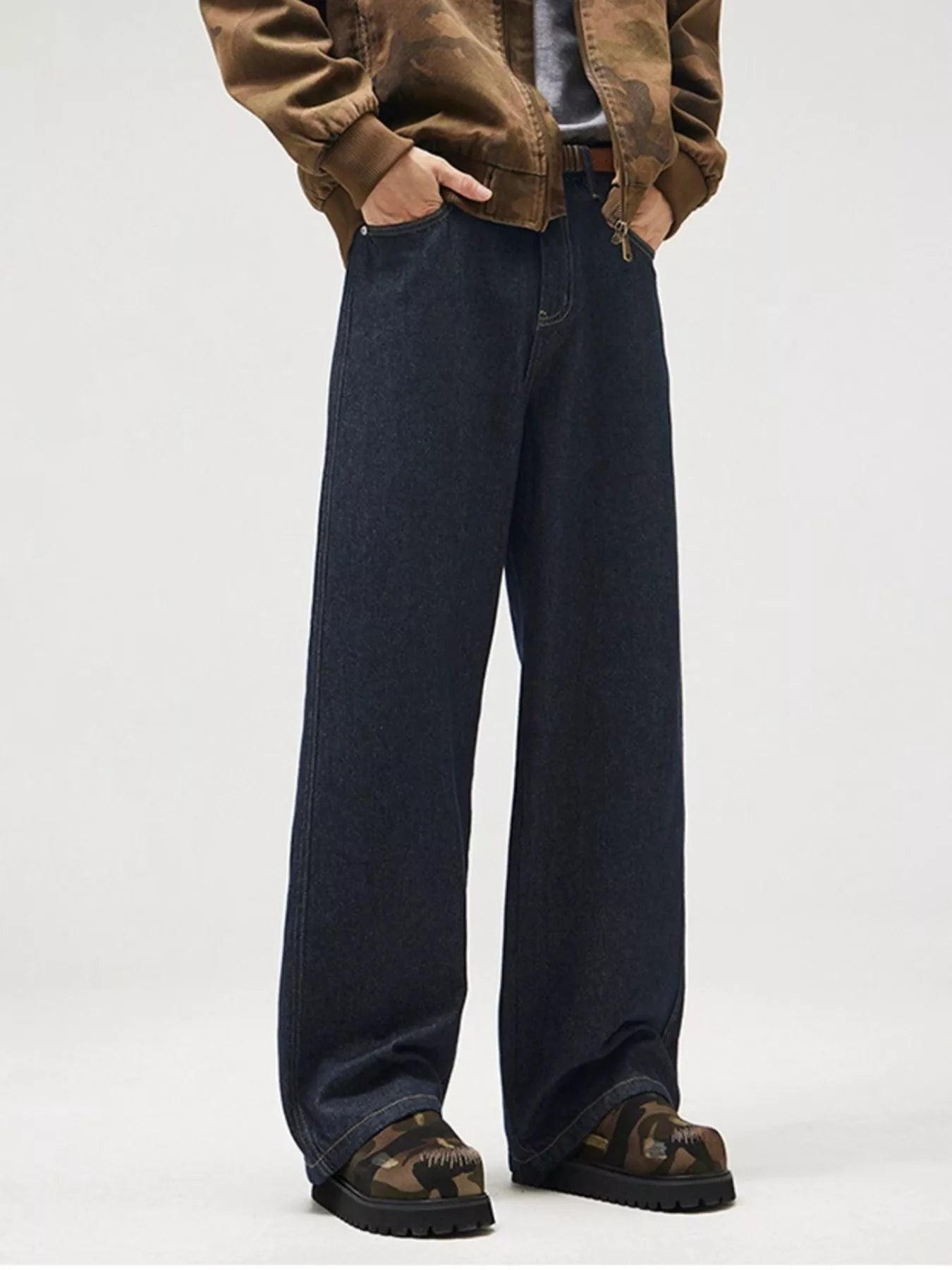 055 nan – Men's wide leg jeans streetwear fit