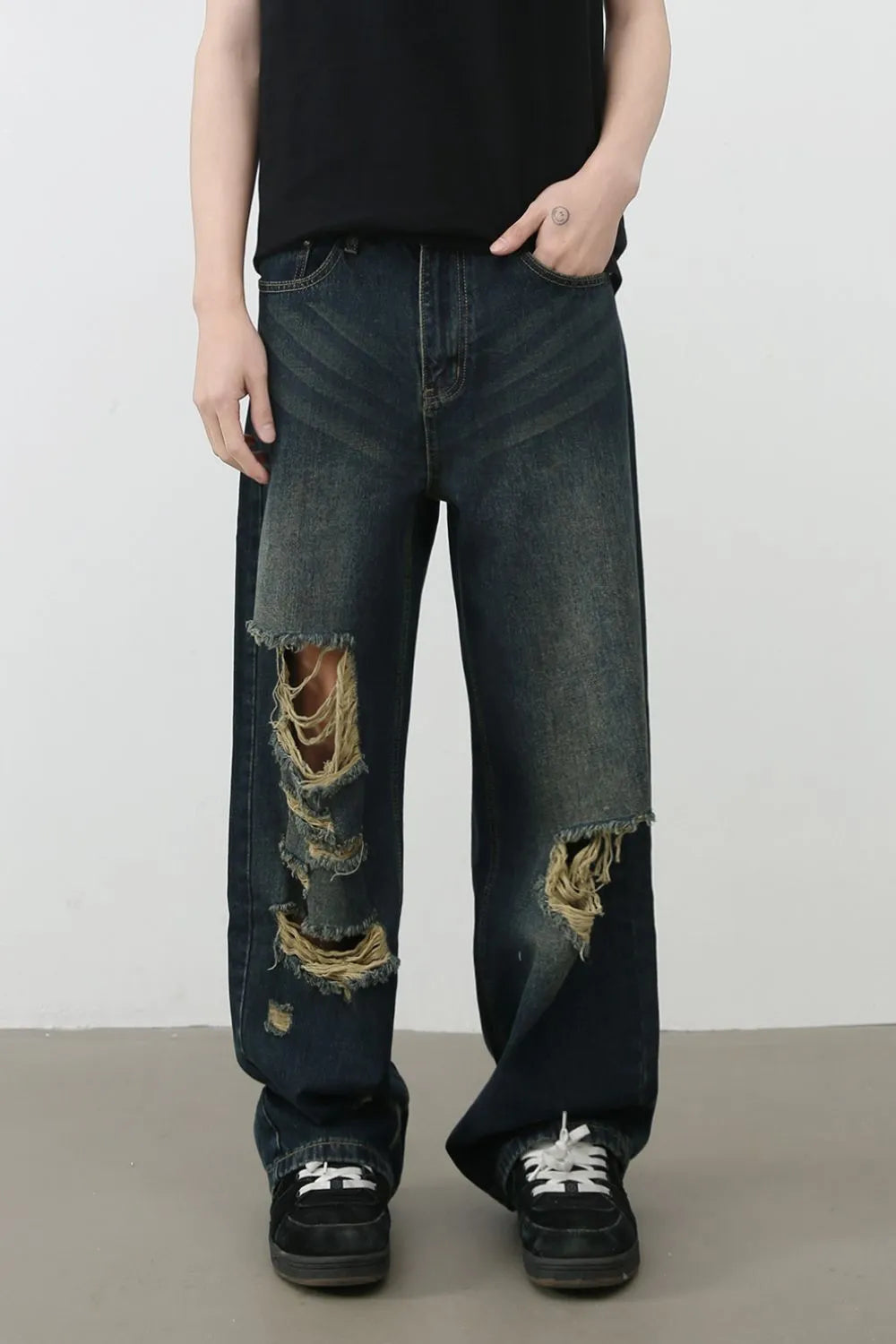 045 nan – Men's wide leg jeans streetwear fit