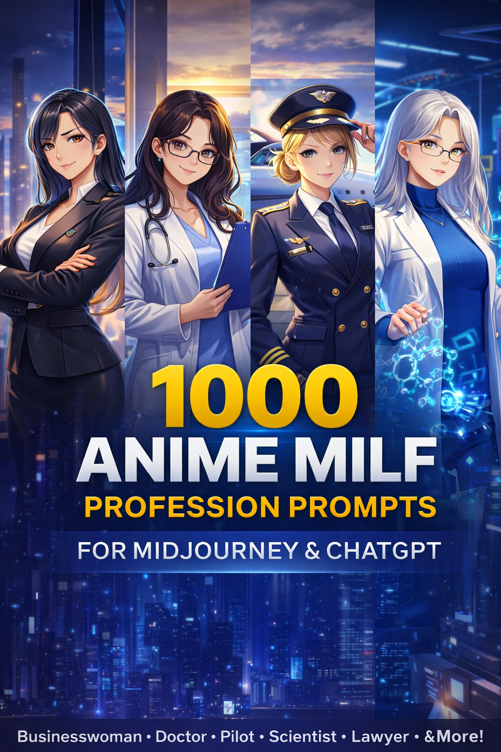 1000 AI Anime MILF Prompts | Professional Mature Anime Women for Midjourney & ChatGPT