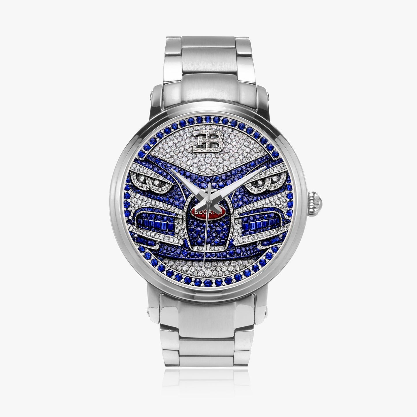 Jaycoh™ Bugati Chiron Turbilon Incrusted Diamonds 212. New Steel Strap Automatic Watch | Print-on-Demand Custom Watch - front view | print on demand watch print custom watch