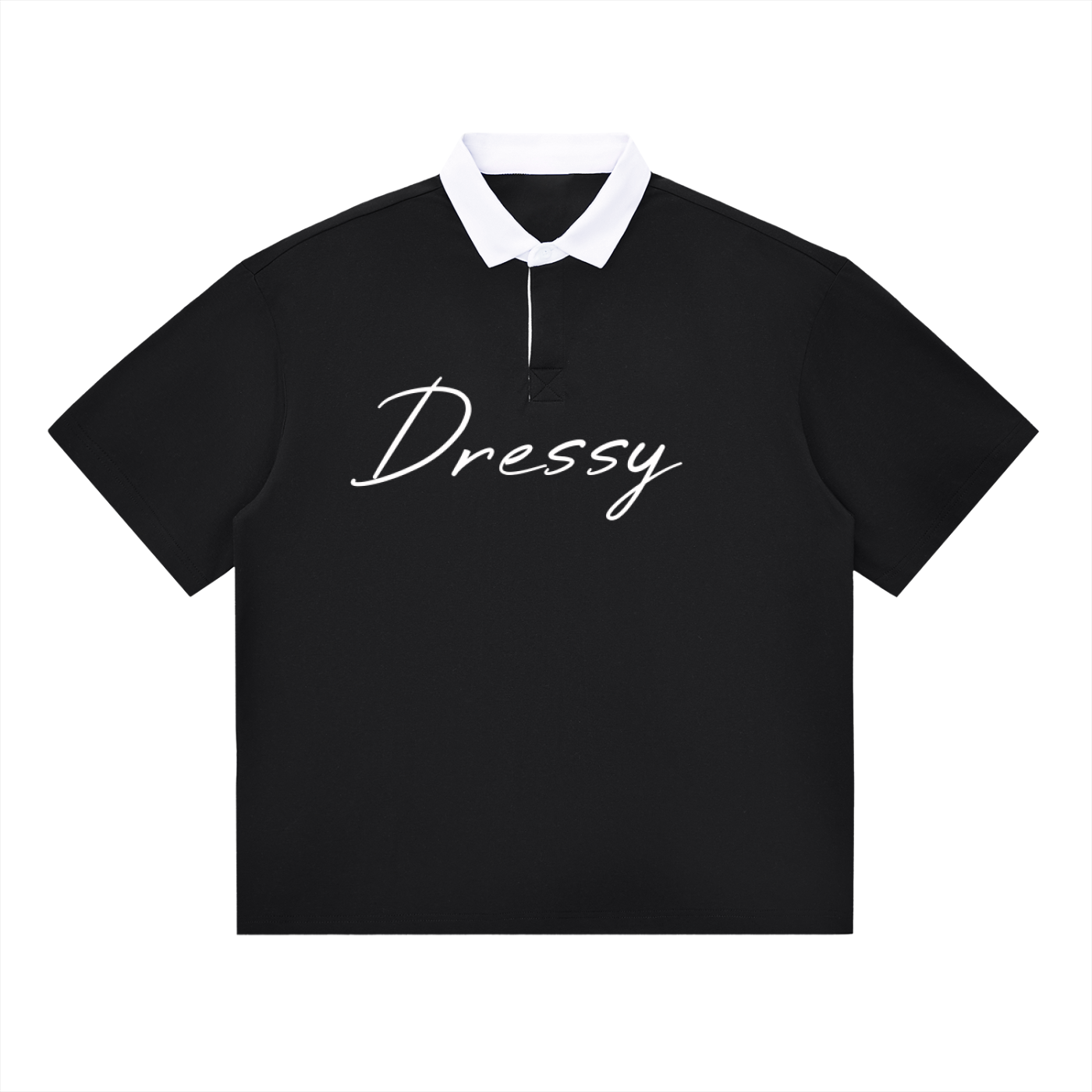 Dressy Mens Essential Contrast Polo Casual Shirt - Black - back view