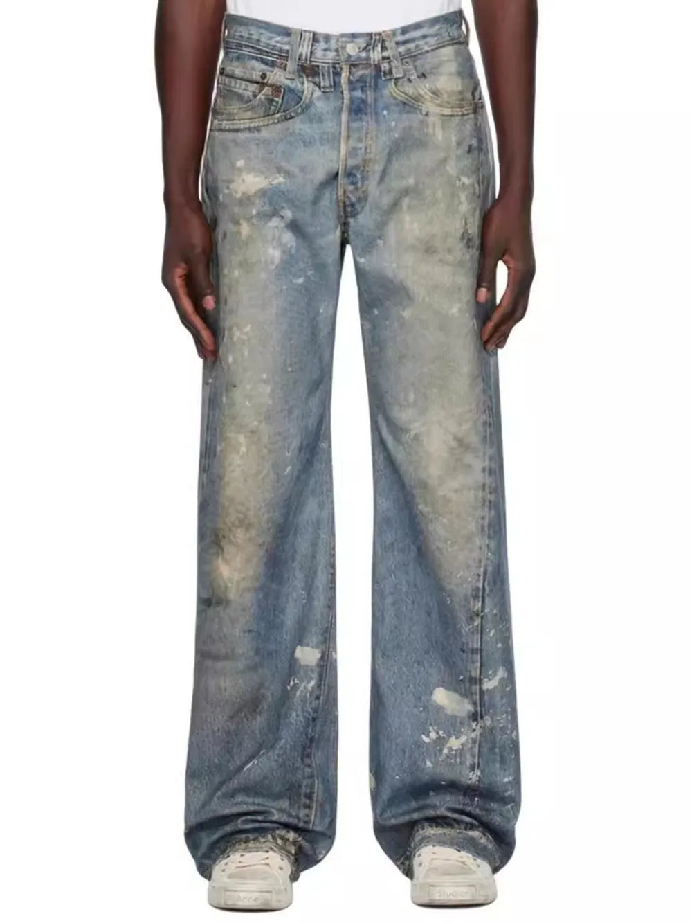 1259 Men's Washed Printed Straight Jeans – men's graphic jeans (main view)