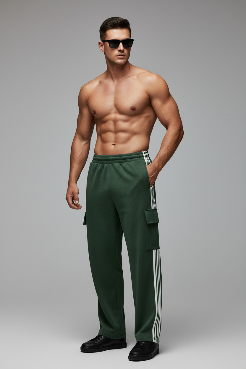 Side Stripe Straight-Leg Pants - angled view