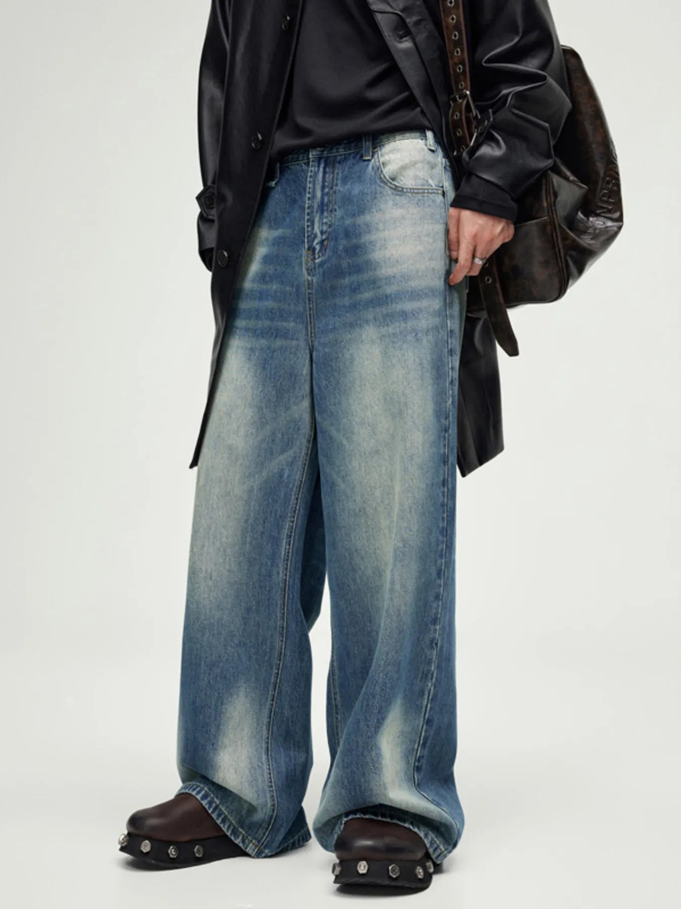 608 nan – Men's wide leg jeans streetwear fit
