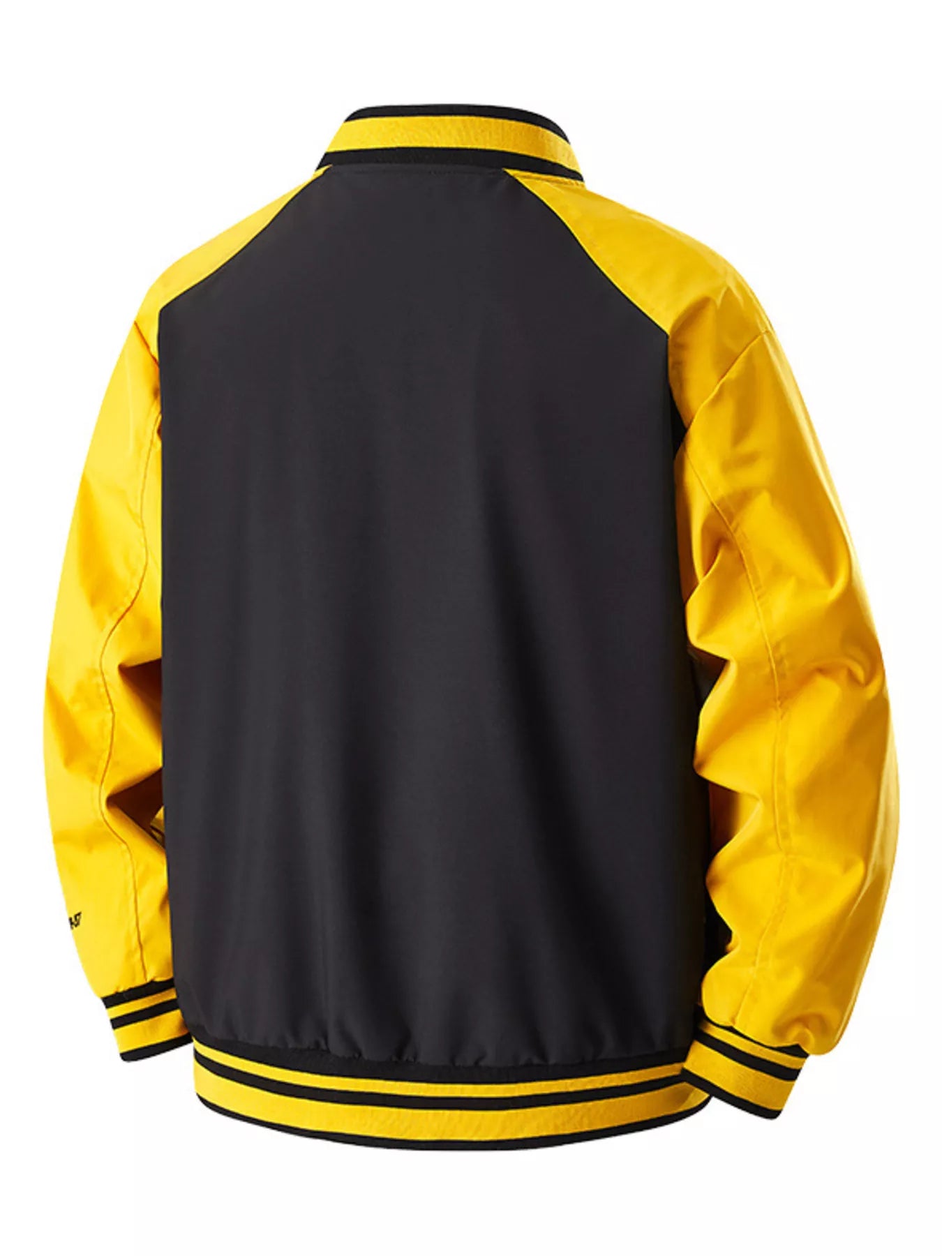 Sporty Long Sleeve Varsity Jacket – Light Yellow – fabric detail