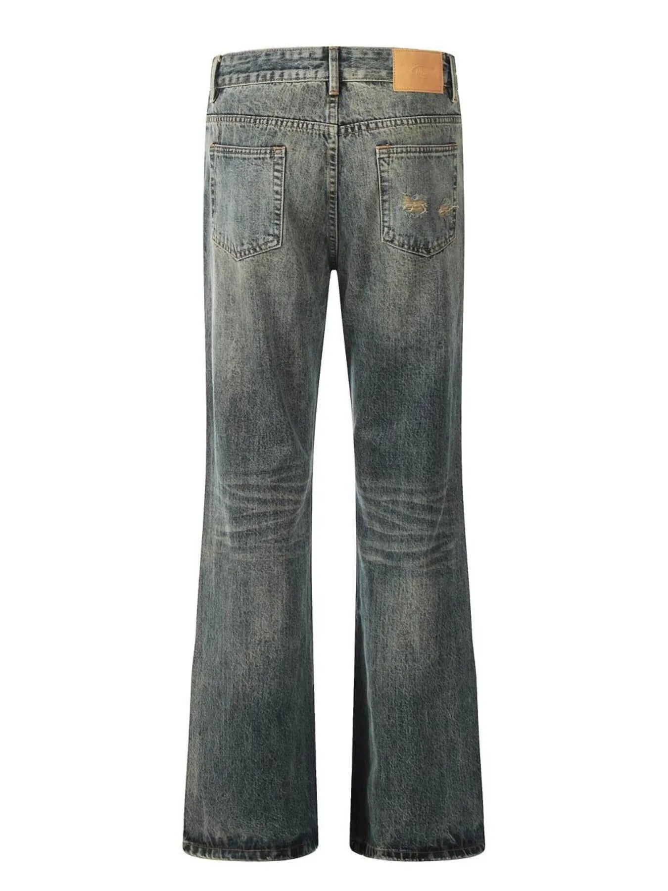 1280 Men's Vintage Distressed Flare Jeans – men's flare jeans (Y2K) (back view)