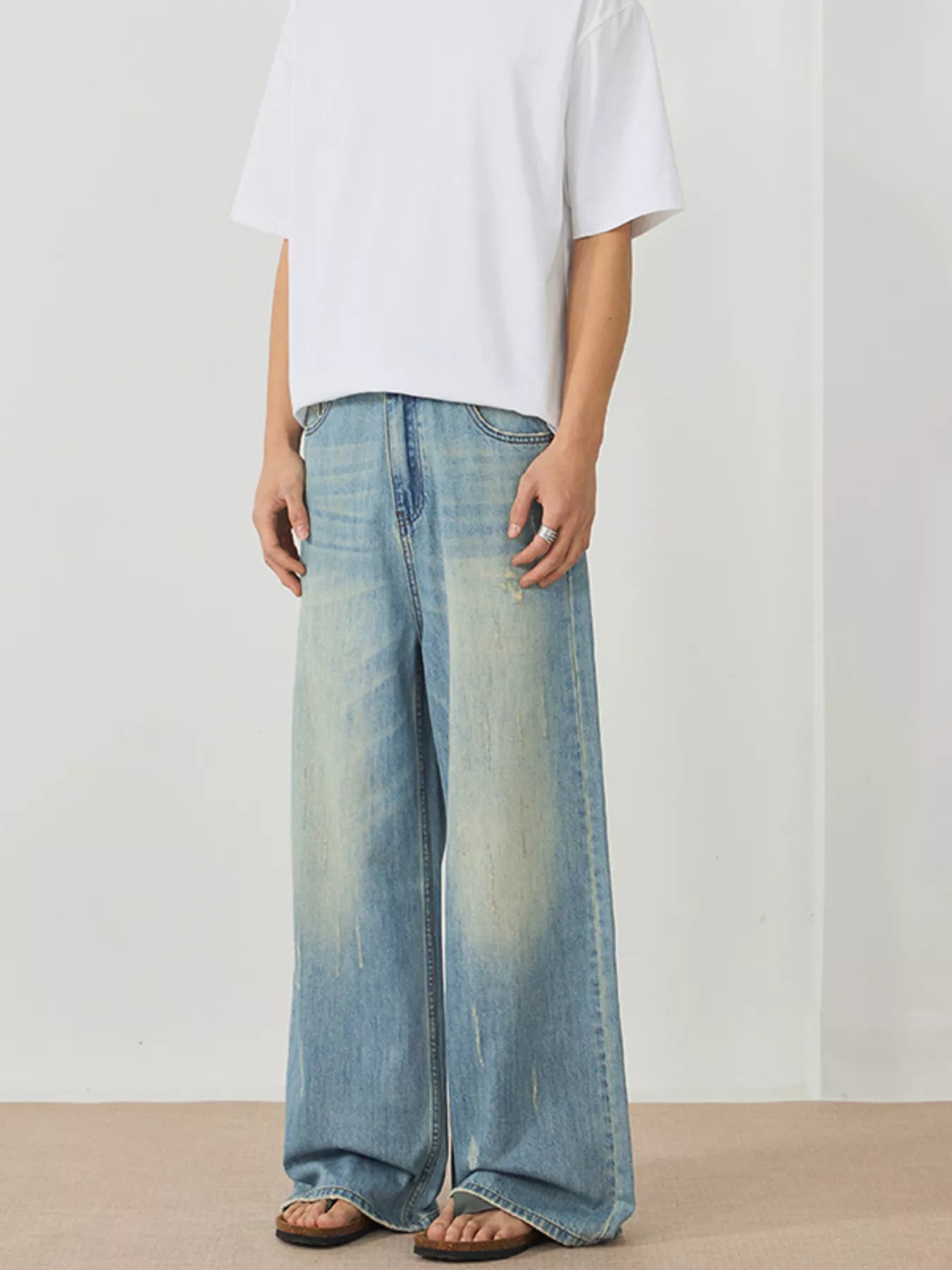 934 nan – Men's wide leg jeans streetwear fit