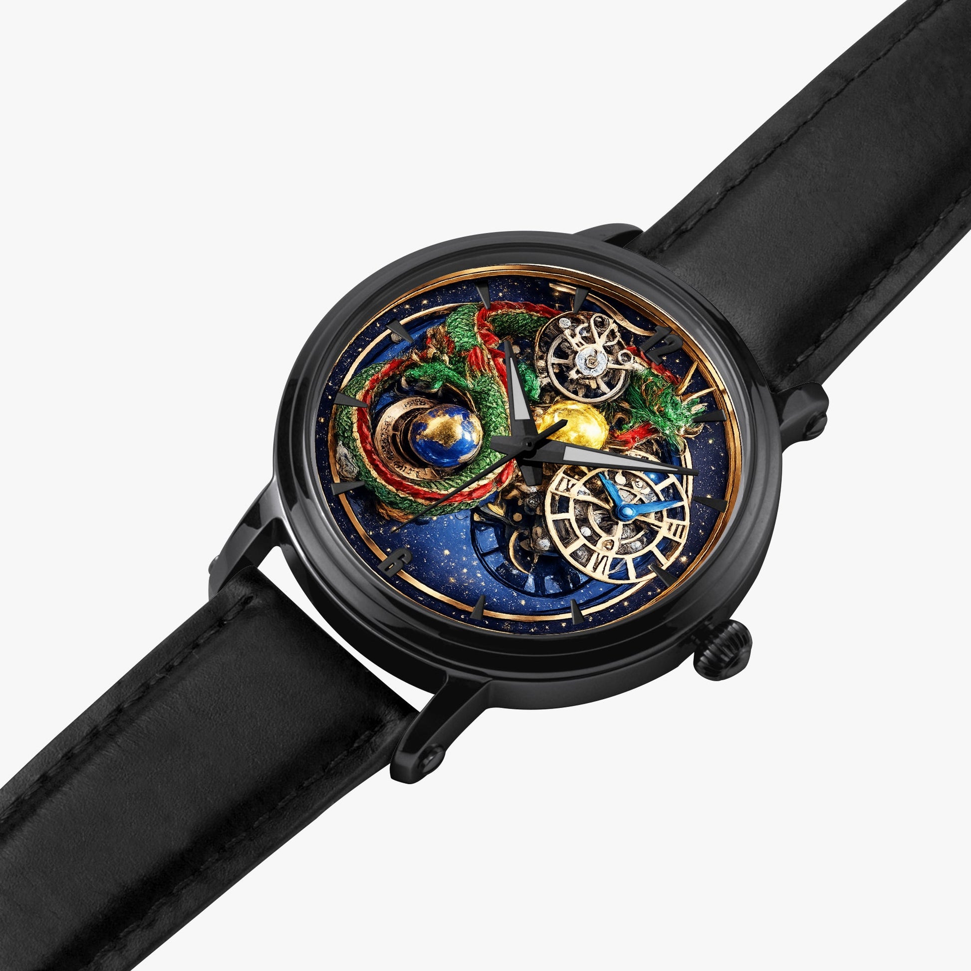 Jaycoh™ Astronomy Dragon Turbilon 157. 46mm Unisex Automatic Watch(Black) | Print-on-Demand Custom Watch - wrist shot | print on demand watch print custom watch