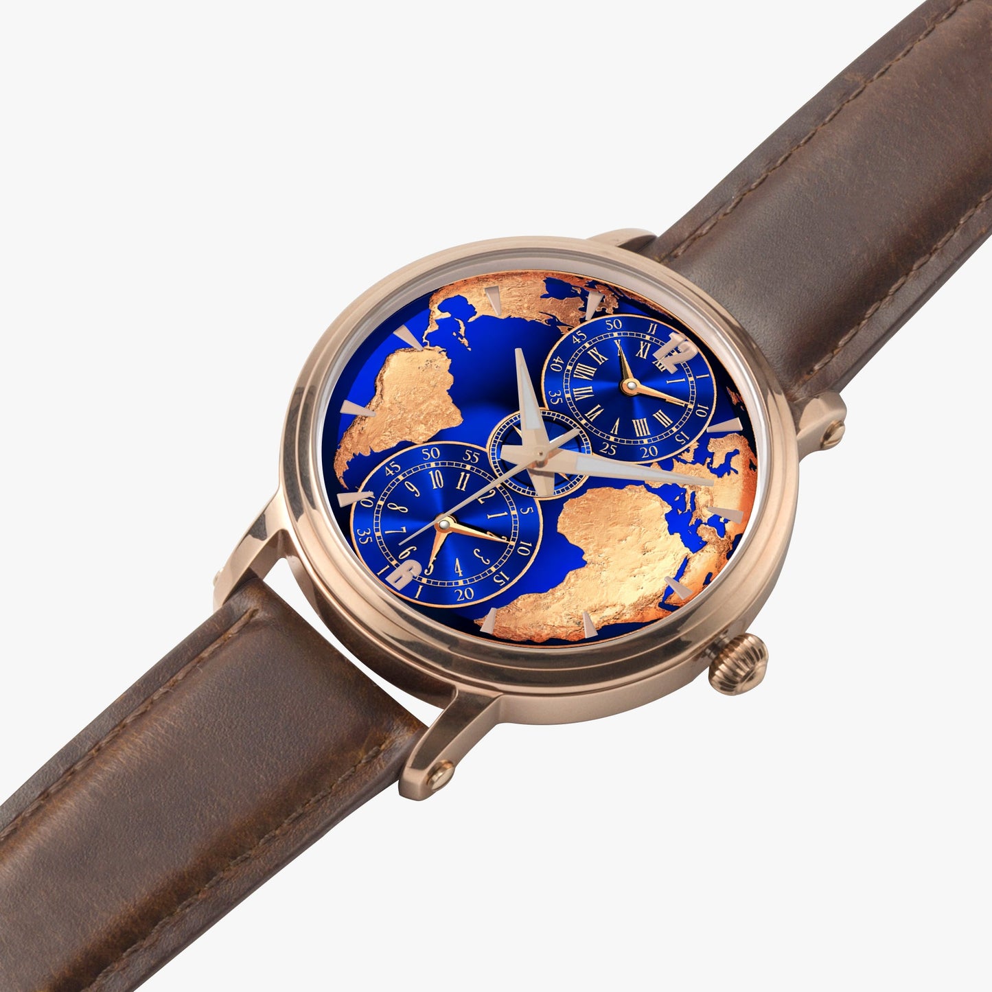 Jaycoh™ Luxurious World Time zone 158. 46mm Unisex Automatic Watch (Rose Gold) | Print-on-Demand Custom Watch - product photo | print on demand watch print custom watch