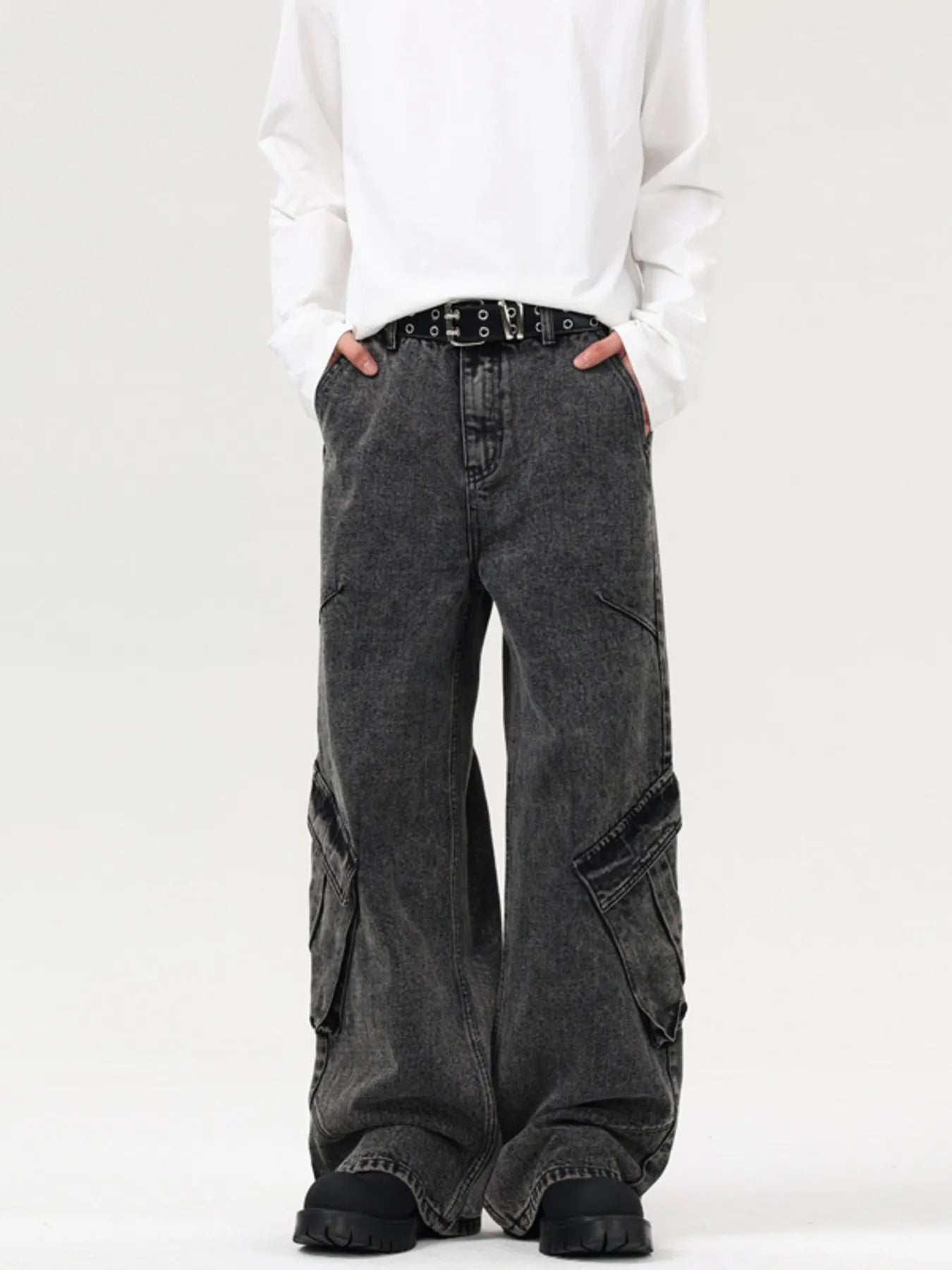 1202 Men's Wide Leg Cargo Jeans – Men's wide leg jeans streetwear fit