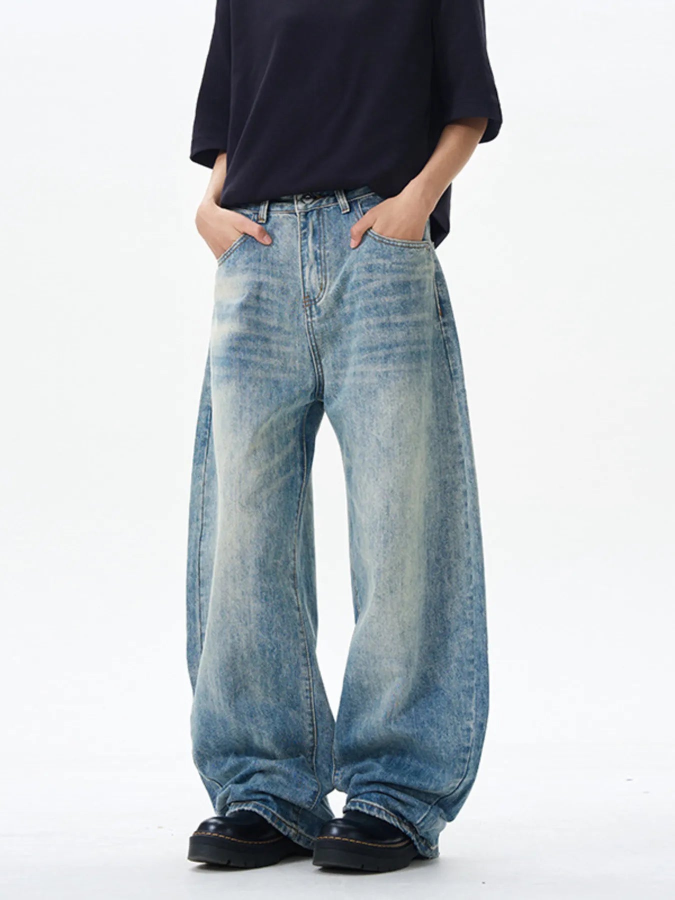 347 nan – Men's wide leg jeans streetwear fit