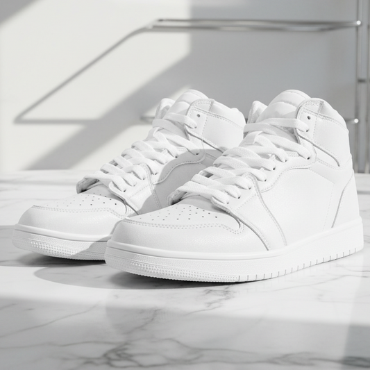 Retro Air UNO High Top Sneakers - DETOX White on White