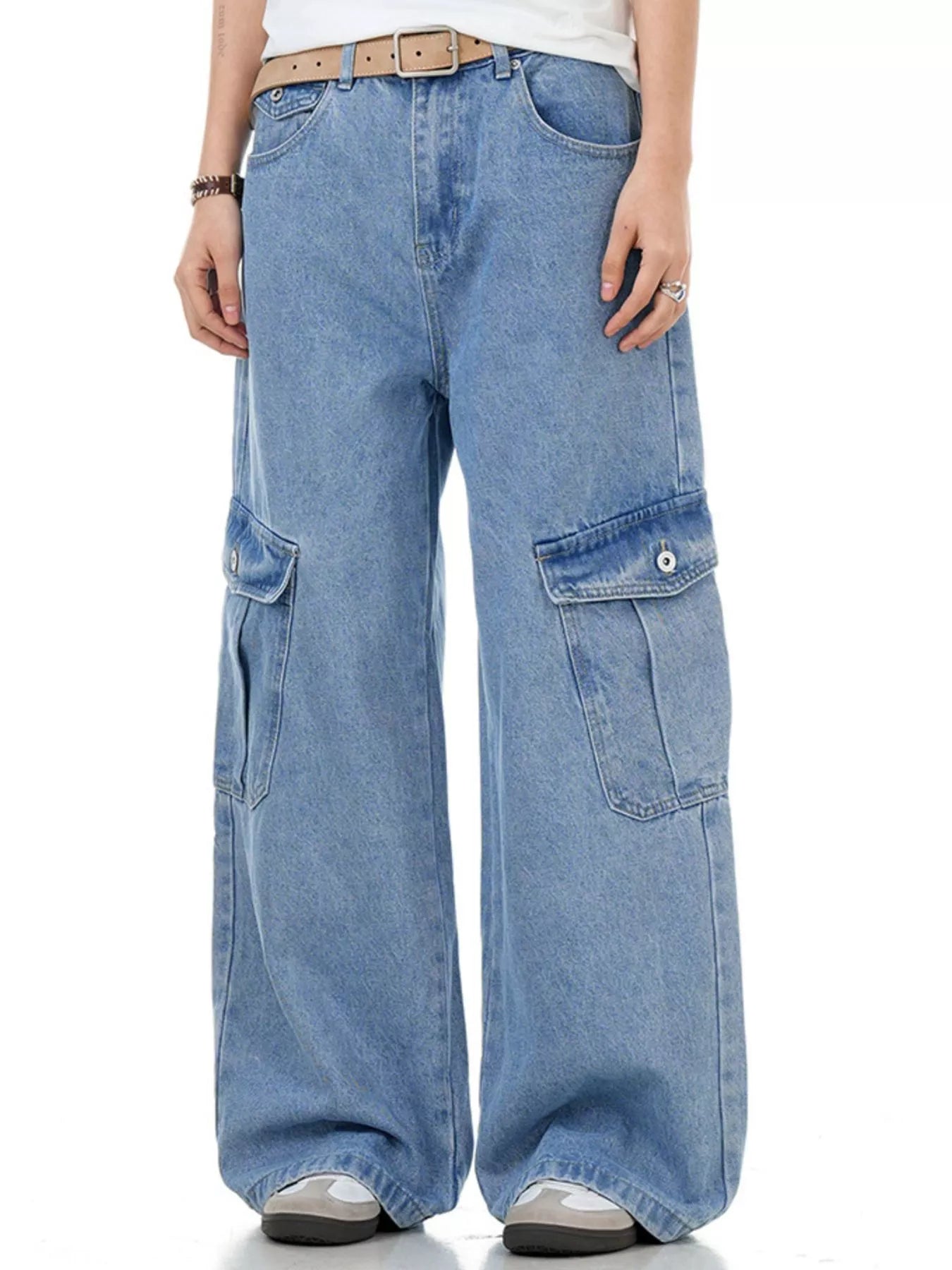 142 Men's Wide Leg Cargo Jeans – Men's wide leg jeans streetwear fit