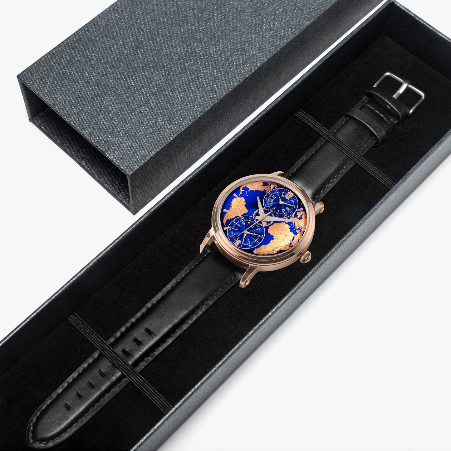 Jaycoh™ Luxurious World Time zone 158. 46mm Unisex Automatic Watch (Rose Gold) | Print-on-Demand Custom Watch - product photo | print on demand watch print custom watch