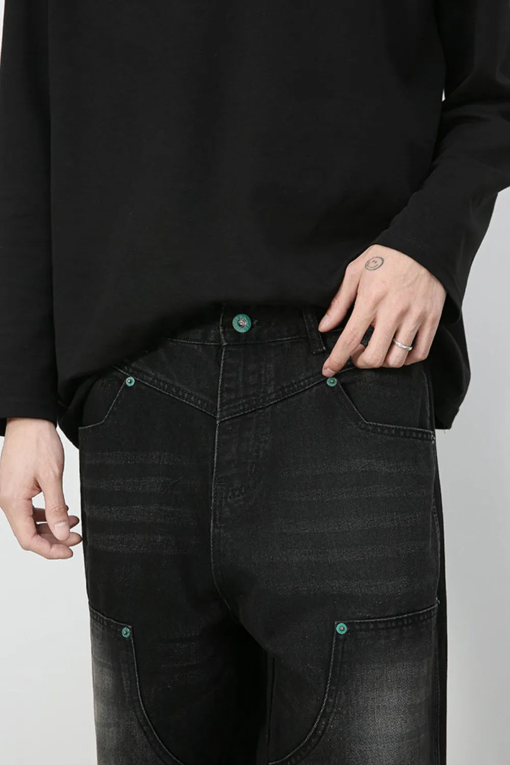 065 nan – Men's wide leg jeans streetwear fit