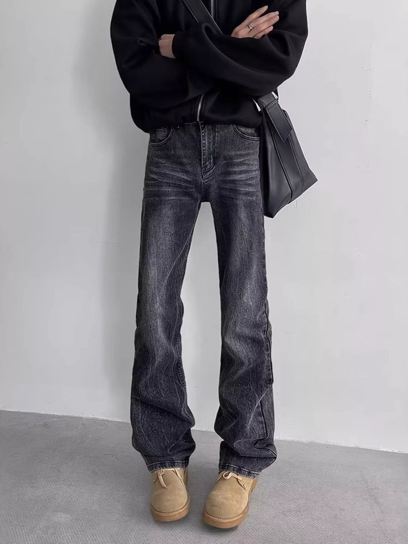 1281 Men's Full Size Vintage Wash Flare Jeans Plus Size – men's flare jeans (Y2K) (back view)