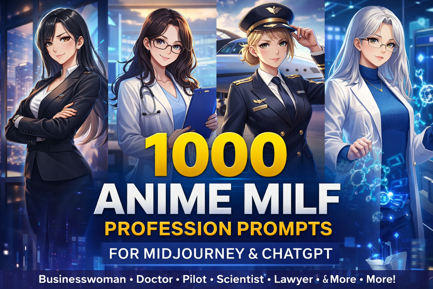 1000 AI Anime MILF Prompts | Professional Mature Anime Women for Midjourney & ChatGPT - product image 2