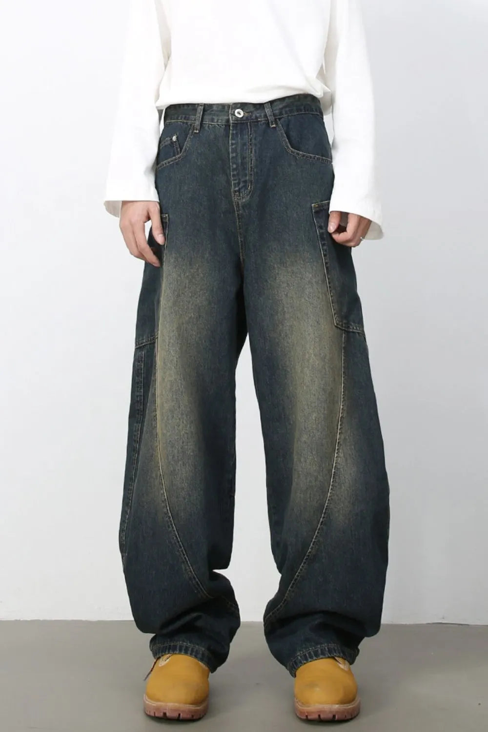 633 nan – Men's wide leg jeans streetwear fit