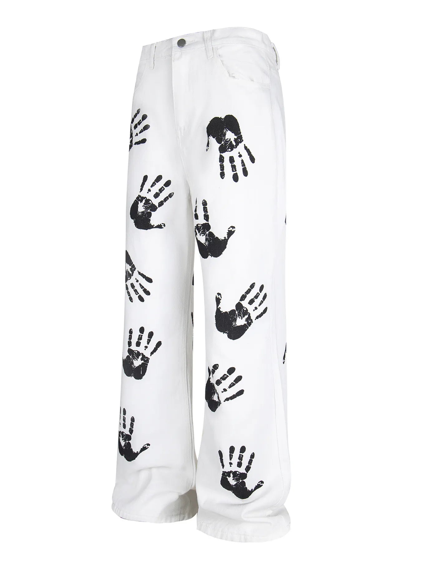 1264 Men's Handprint Pattern Jeans – men's graphic jeans (front view)