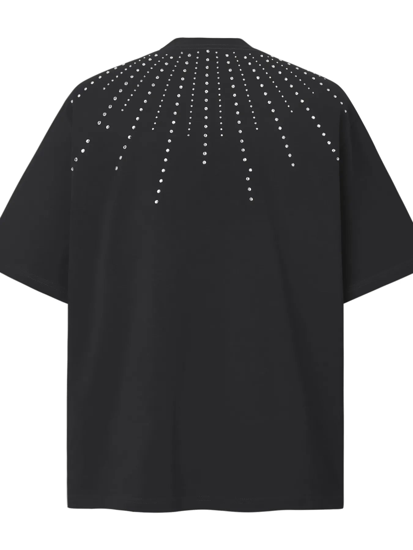 Men’s Starburst Rhinestone Oversized Streetwear T-Shirt - Black - Image 4